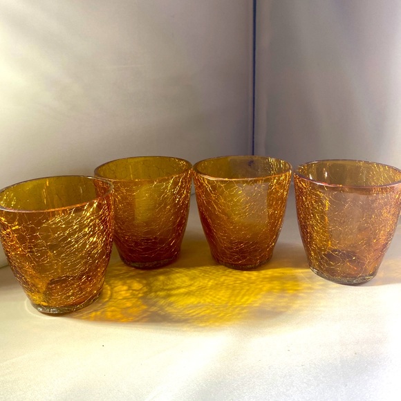 Beautiful Amber Crackle Glass Votives